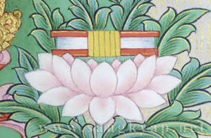 Text on a lotus flower